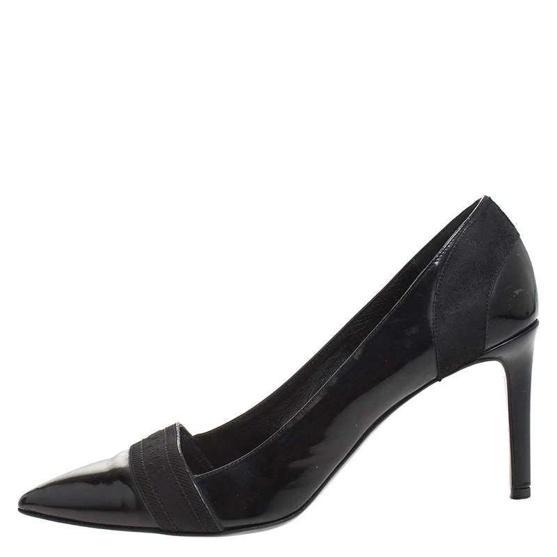 Versace Black Patent Leather Pointed Toe Pumps Size 39 For Women - Image 2