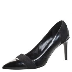 Versace Black Patent Leather Pointed Toe Pumps Size 39 For Women