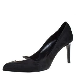 Versace Black Signature Canvas Pointed Toe Pumps Size 40 For Women