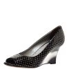 Versace Black Patent Studded Peep Toe Pumps Size 37 For Women