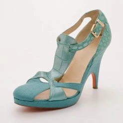 Versace Teal Raffia Croc Stamped Wedge Sandals Size 39.5 For Women