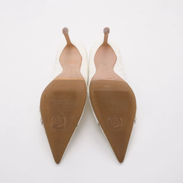 Versace White Patent Leather Pumps Size 40 For Women - Image 5