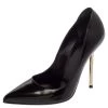 Versace Black Leather Pointed Toe Pumps Size 35.5 For Women