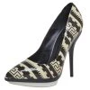 Versace Off White/Light Black Patent Leather Pointed Toe Pumps Size 39 For Women