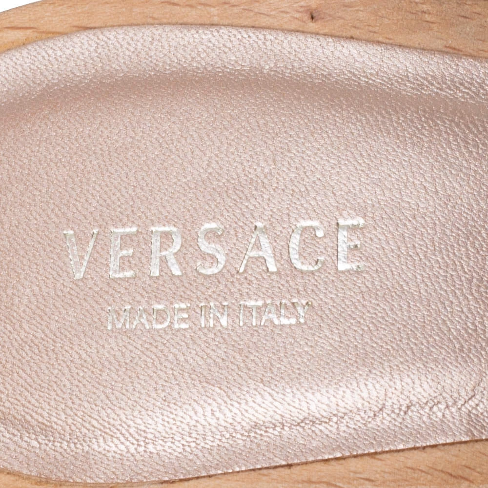 Versace Black Leather Slide Sandals Size 37 For Women - Image 8