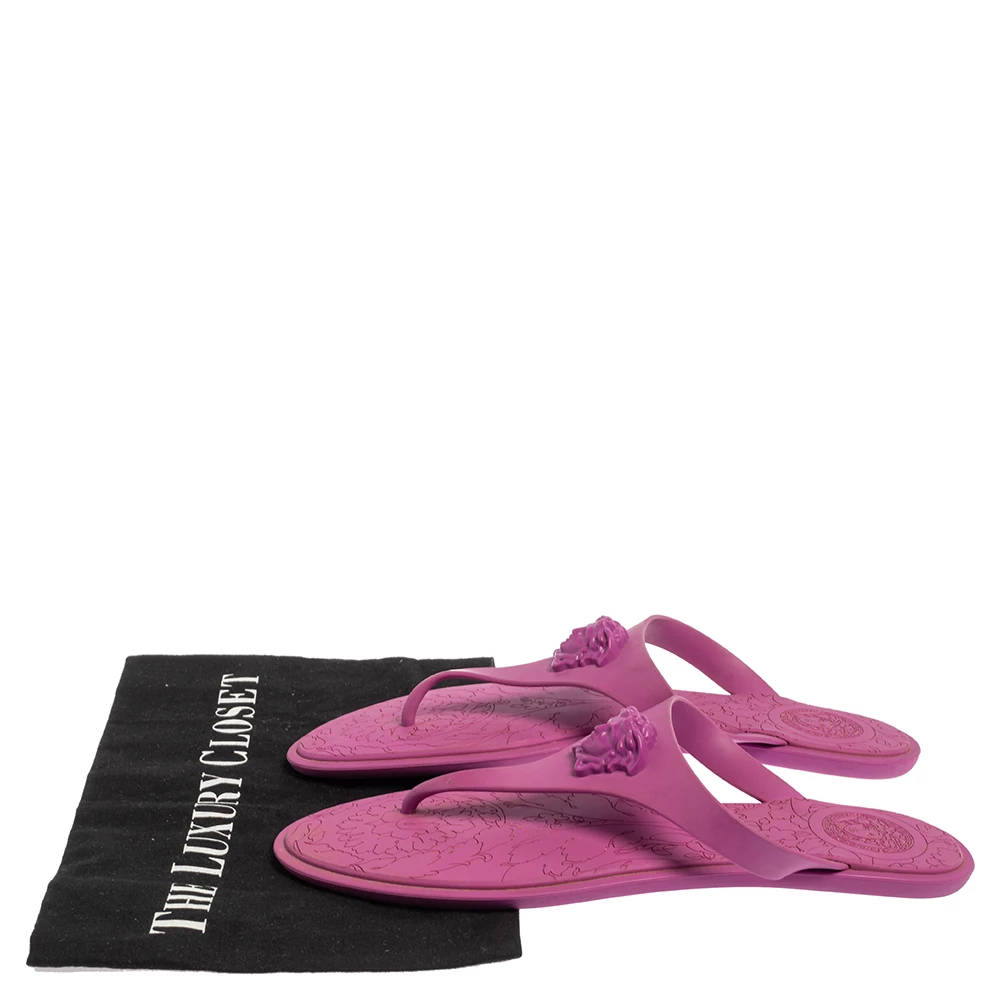 Versace Purple Rubber Medusa Thong Flats Size 39 For Women - Image 8