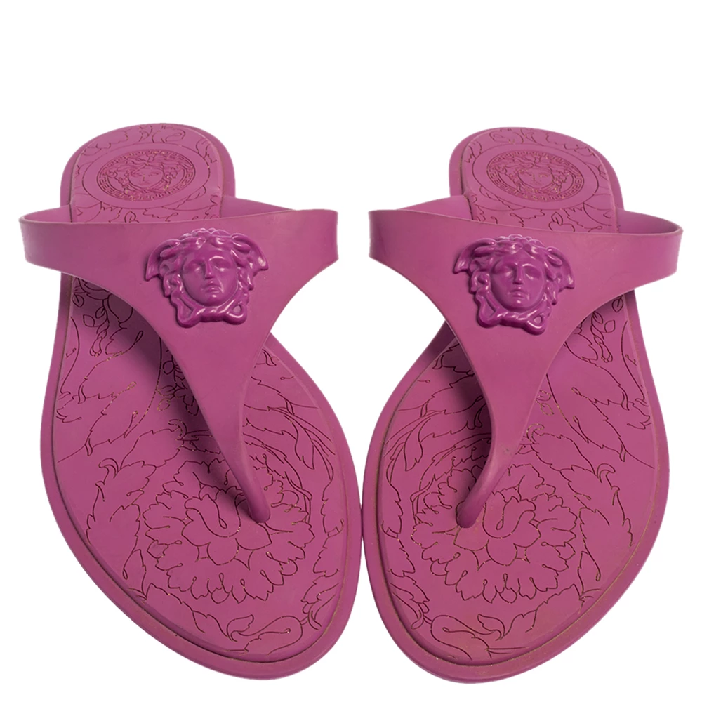 Versace Purple Rubber Medusa Thong Flats Size 39 For Women - Image 3