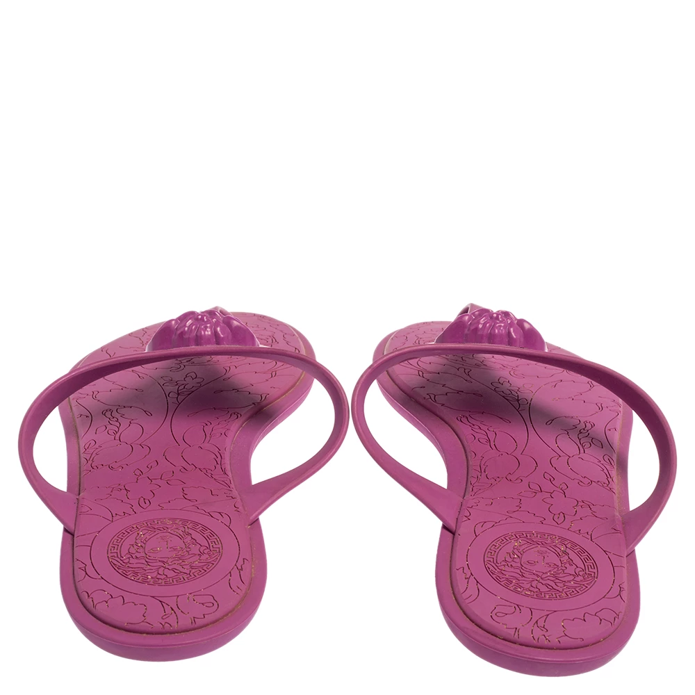 Versace Purple Rubber Medusa Thong Flats Size 39 For Women - Image 5
