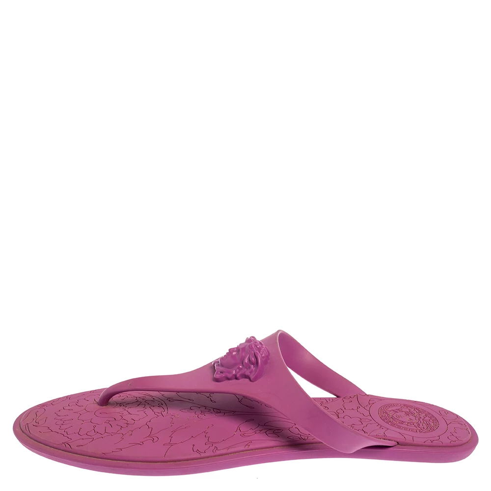 Versace Purple Rubber Medusa Thong Flats Size 39 For Women - Image 2
