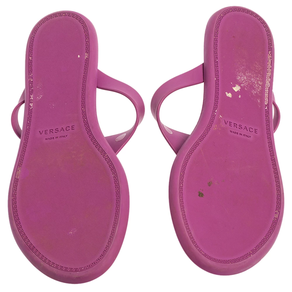 Versace Purple Rubber Medusa Thong Flats Size 39 For Women - Image 6