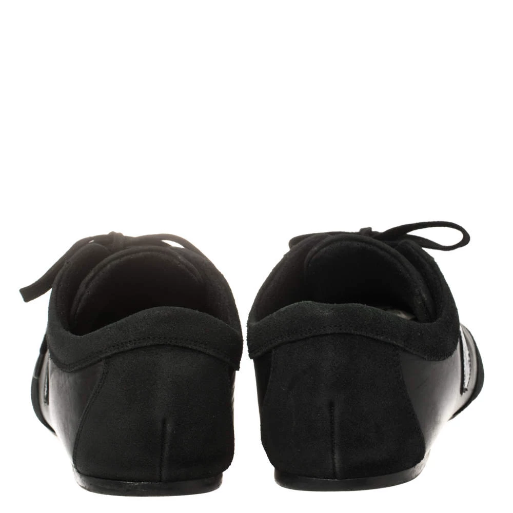 Versace Black Suede And Soft Leather Medusa Lace Up Sneakers Size 39 For Women - Image 5