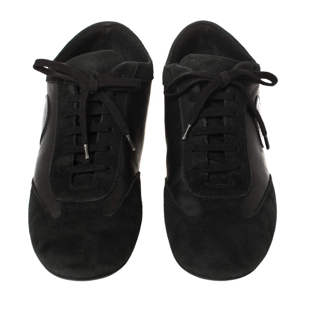 Versace Black Suede And Soft Leather Medusa Lace Up Sneakers Size 39 For Women - Image 3
