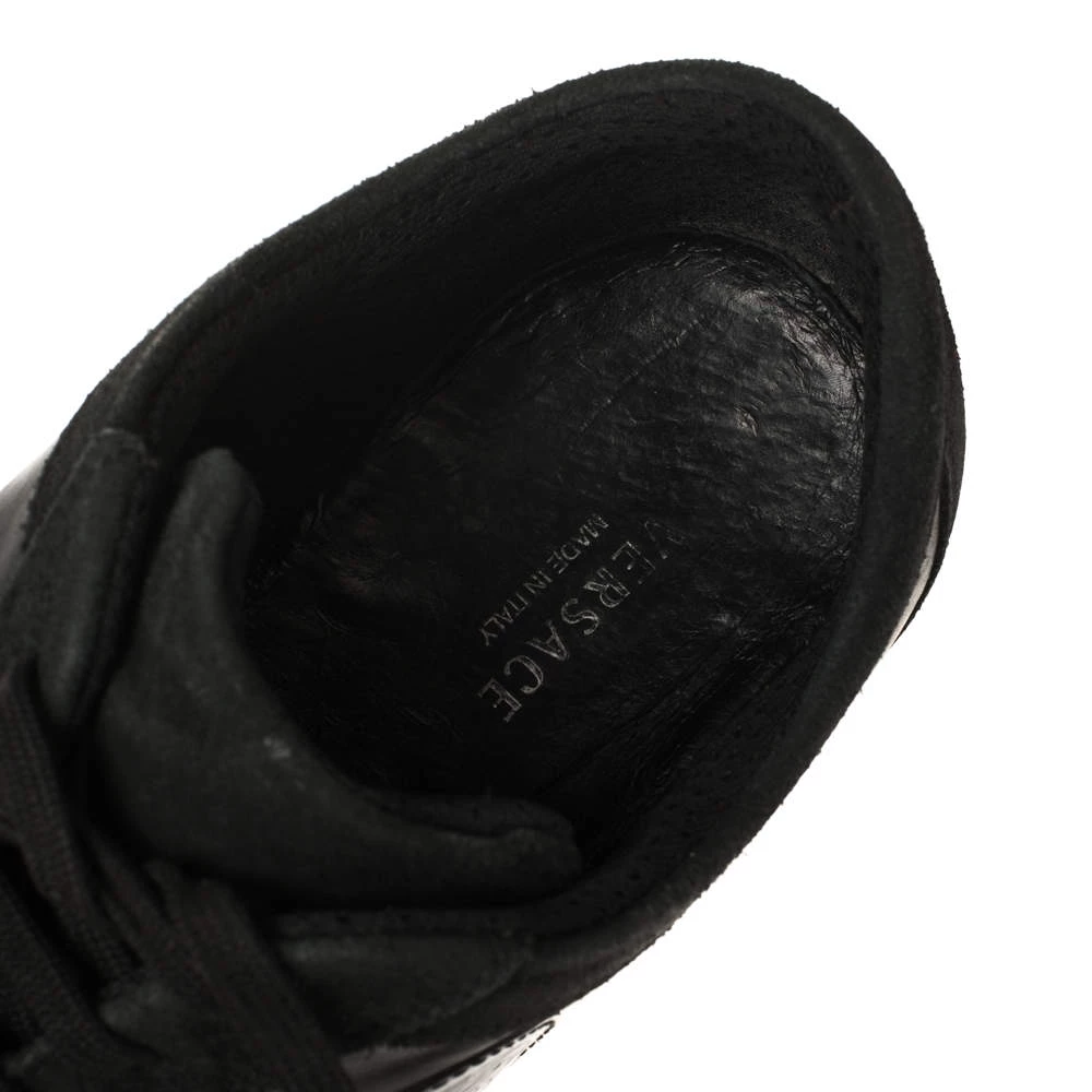 Versace Black Suede And Soft Leather Medusa Lace Up Sneakers Size 39 For Women - Image 7