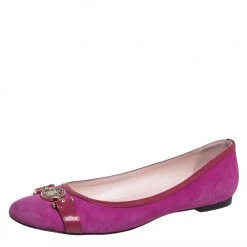 Versace Purple Suede And Patent Leather Ballerina Flats Size 40 For Women