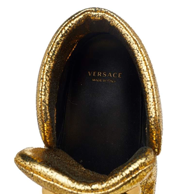 Versace Metallic Gold Crackle Leather Medusa High Top Sneakers Size 35.5 For Women - Image 7