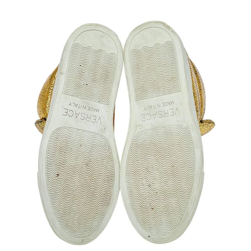 Versace Metallic Gold Crackle Leather Medusa High Top Sneakers Size 35.5 For Women - Image 6