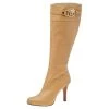 Versace Beige Leather Medusa Knee Length Boots Size 38 For Women