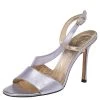 Versace Metallic Light Purple Leather And PVC Slingback Sandals Size 39 For Women