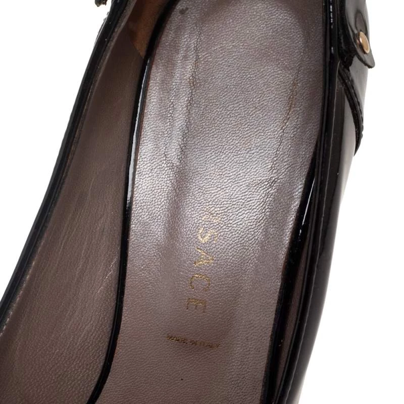 Versace Black Patent Leather Pointed Toe Pumps Size 38 For Women - Image 7
