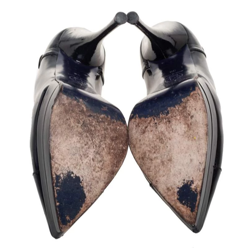 Versace Black Patent Leather Pointed Toe Pumps Size 38 For Women - Image 6