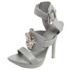 Versace Grey Leather Idol Medusa Ankle-Strap Sandals Size 36 For Women