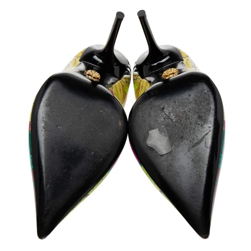 Versace Multicolor Voyage Barocco Print Patent Leather Pumps Size 38 For Women - Image 6