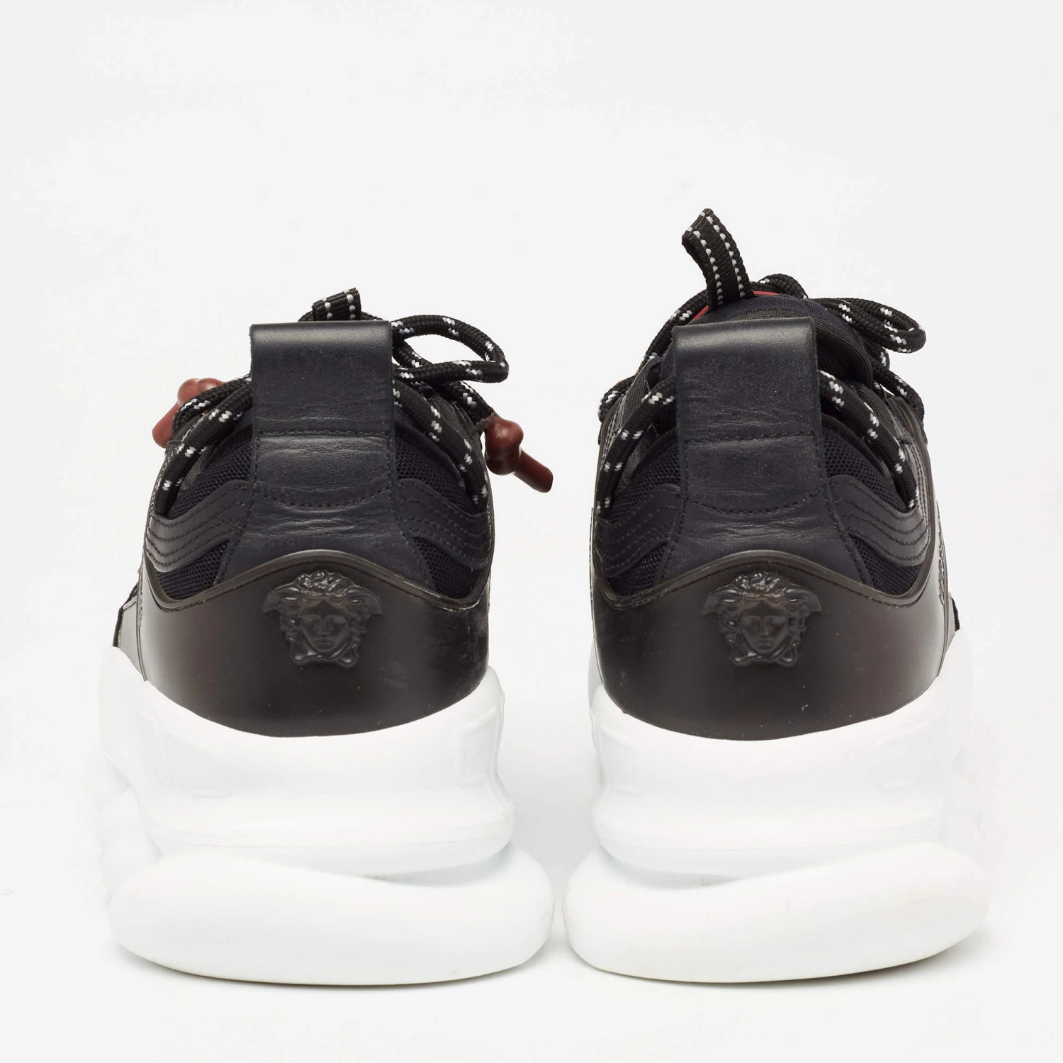 Versace Black Suede And Mesh Chain Reaction Sneakers Size 40 For Women - Image 5