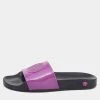 Versace Pink Leather Medusa Flat Slide Sandals Size 39 For Women