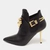 Versace Black Leather Medusa Head Booties Size 35 For Women