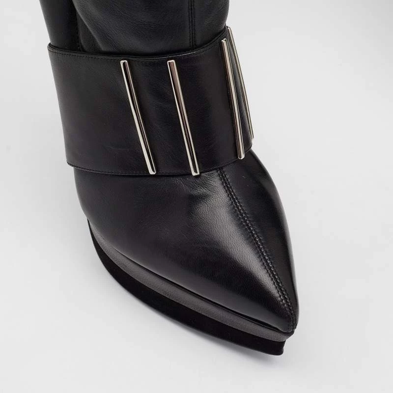 Versace Black Leather Platform Thigh High Boots Size 41 For Women - Image 7