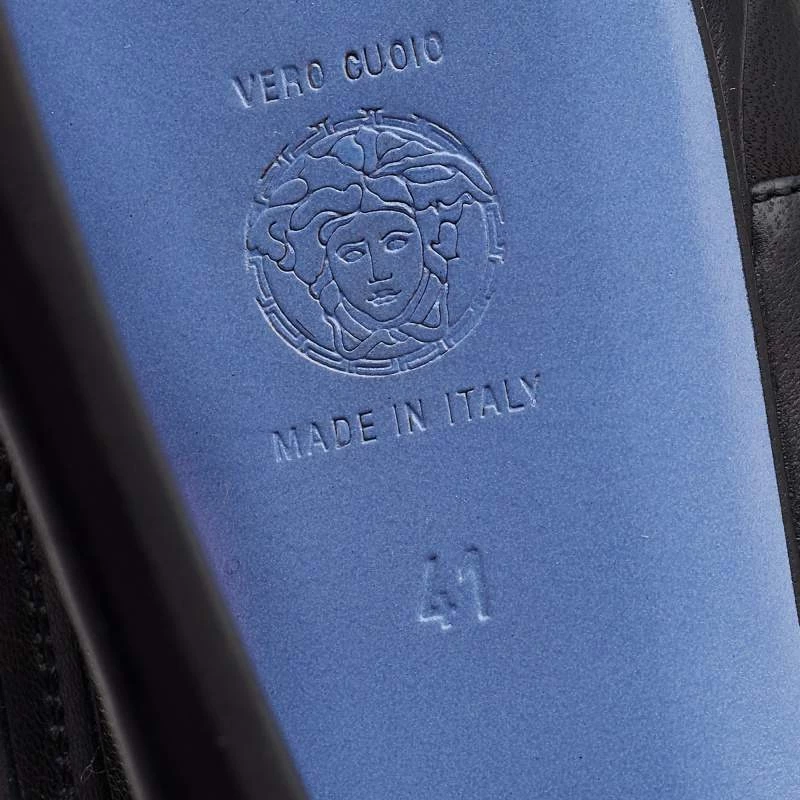 Versace Black Leather Platform Thigh High Boots Size 41 For Women - Image 8