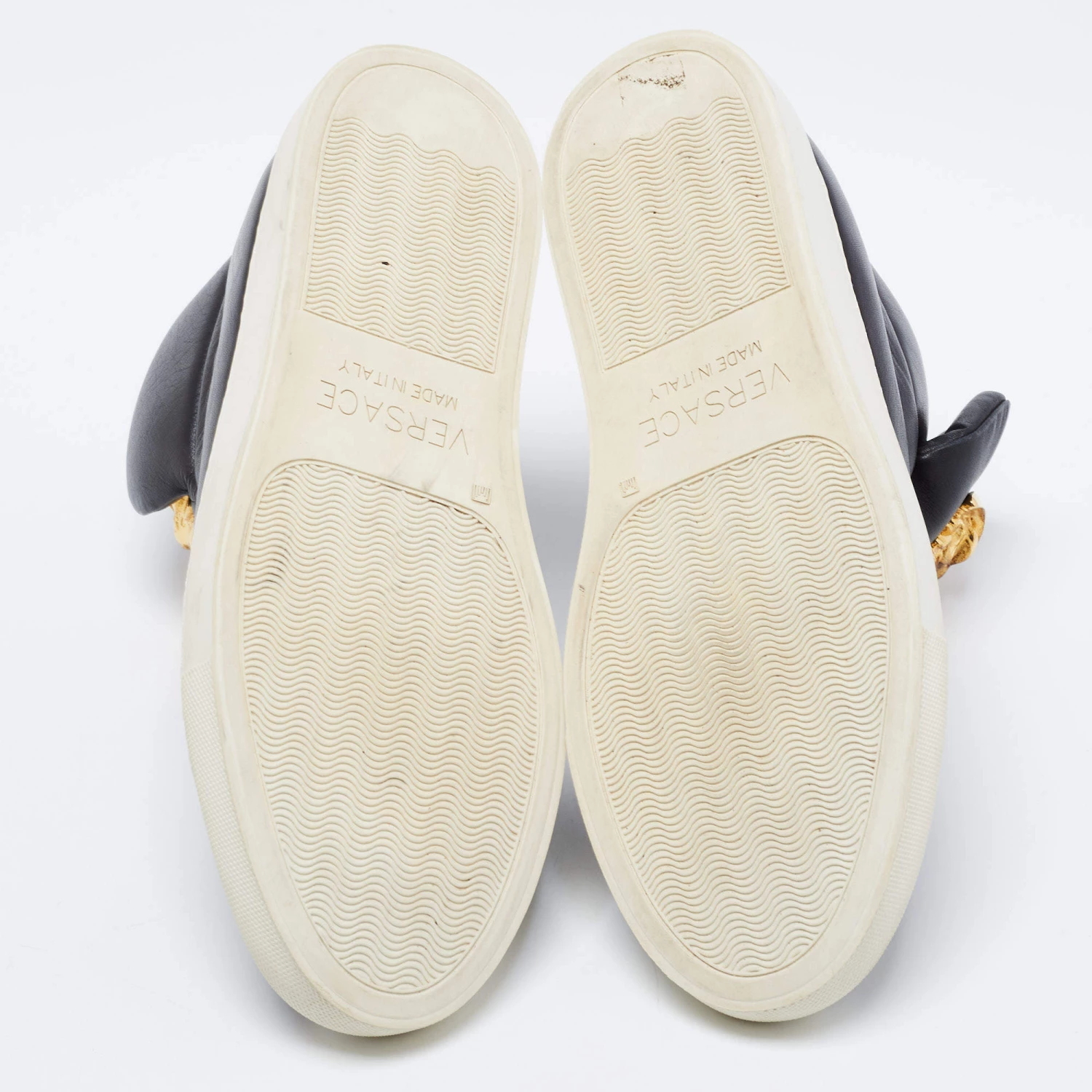 Versace Black Leather Medusa Palazzo Slip On High Top Sneakers Size 40 For Women - Image 6