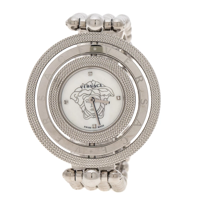 Versace Mother Of Pearl Stainless Steel Eon 80Q Women's Wristwatch 39 Mm For Women