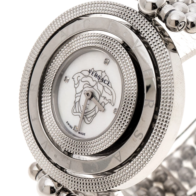 Versace Mother Of Pearl Stainless Steel Eon 80Q Women's Wristwatch 39 Mm For Women - Image 3