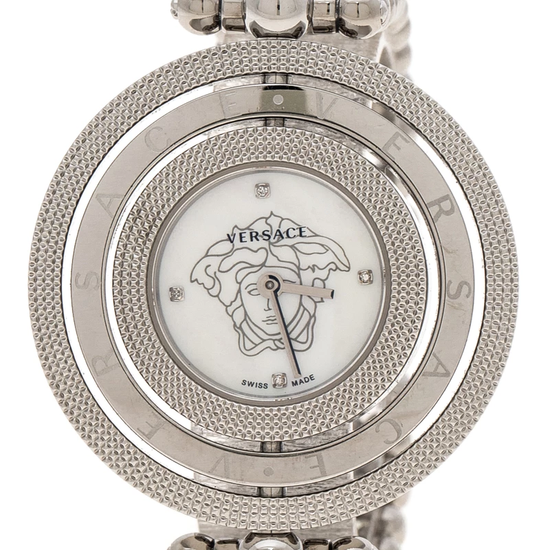 Versace Mother Of Pearl Stainless Steel Eon 80Q Women's Wristwatch 39 Mm For Women - Image 4