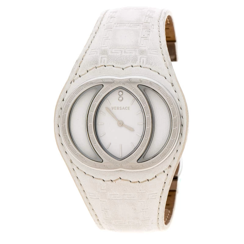 Versace White Stainless Steel Eclissi 74Q Women's Wristwatch 39 Mm For Women
