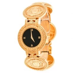 Versace Black Gold Tone Medusa Icon Women's Wristwatch 30 Mm For Women