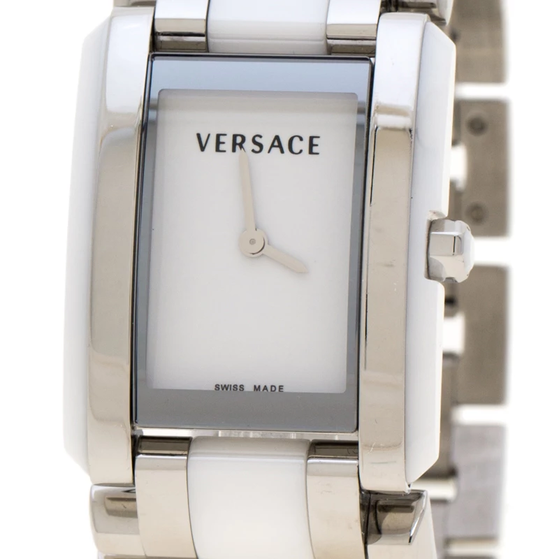 Versace White Ceramic Gold Stainless Steel Era 70Q Women's Wristwatch 24 Mm For Women - Image 3