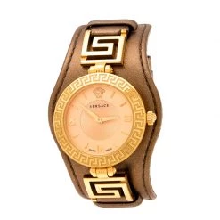 Versace Rose Gold Plated Stainless Steel V Signature VLA Women's Wristwatch 35 Mm For Women