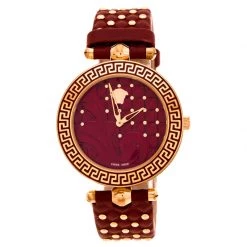 Versace Red Rose Gold Plated Stainless Steel Vanitas K7Q Women's Wristwatch 40 Mm For Women