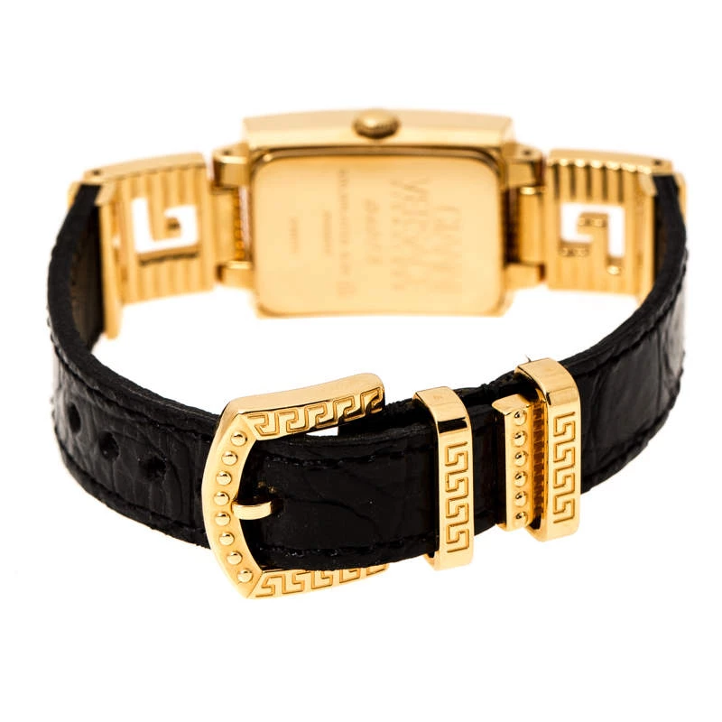 Gianni Versace Black Gold Plated Signature Medusa 7009017 Women's Wristwatch 20 Mm For Women - Image 5