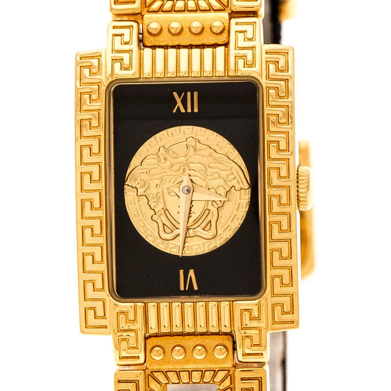 Gianni Versace Black Gold Plated Signature Medusa 7009017 Women's Wristwatch 20 Mm For Women - Image 3