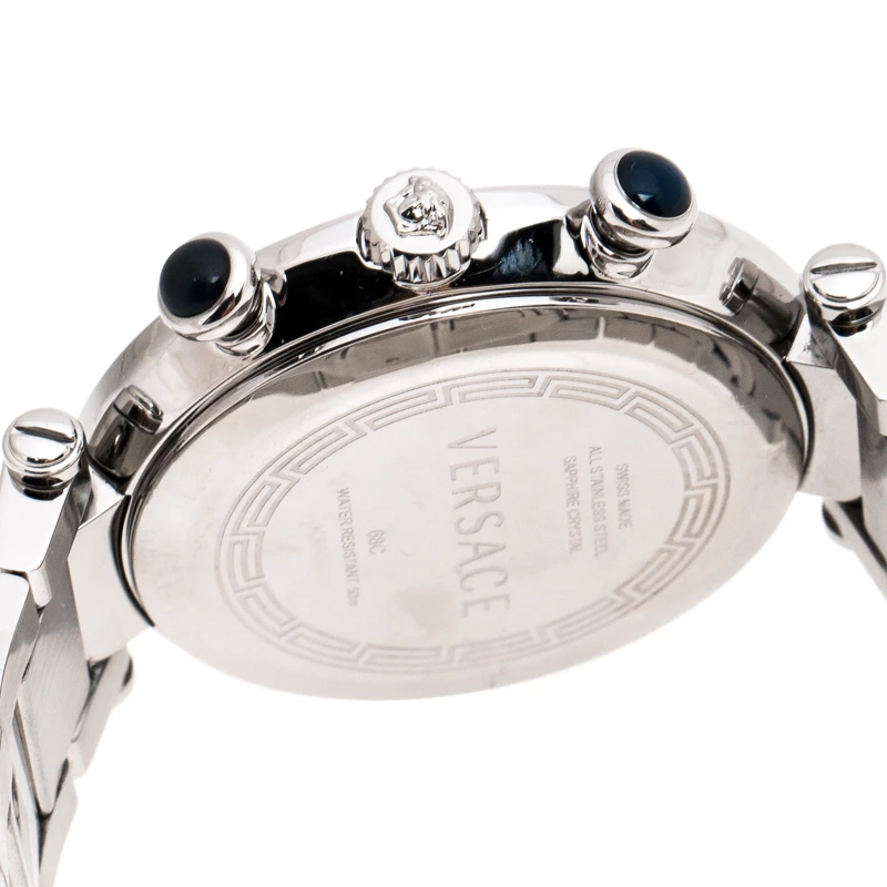 Versace Black Stainless Steel Reve 68C Chronograph Women's Wristwatch 40 Mm For Women - Image 6