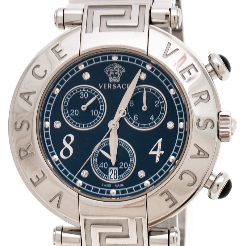 Versace Black Stainless Steel Reve 68C Chronograph Women's Wristwatch 40 Mm For Women - Image 3