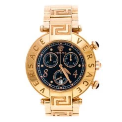 Versace Black Rose Gold Plated Steel Aion 68C Women's Wristwatch 40 Mm For Women