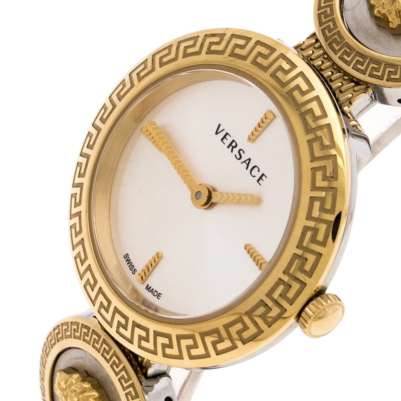 Versace White Gold Tone Signature Medusa Stud Icon VERF008 Women's Wristwatch 26 Mm For Women - Image 2