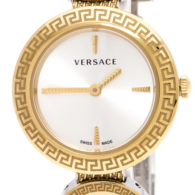 Versace White Gold Tone Signature Medusa Stud Icon VERF008 Women's Wristwatch 26 Mm For Women - Image 3