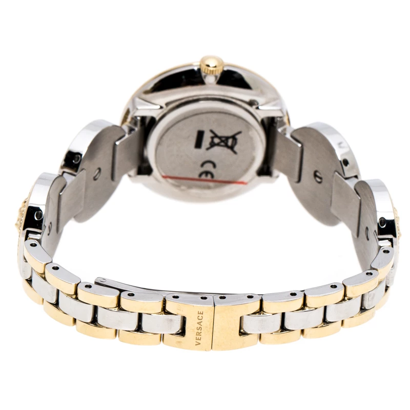 Versace White Gold Tone Signature Medusa Stud Icon VERF008 Women's Wristwatch 26 Mm For Women - Image 5