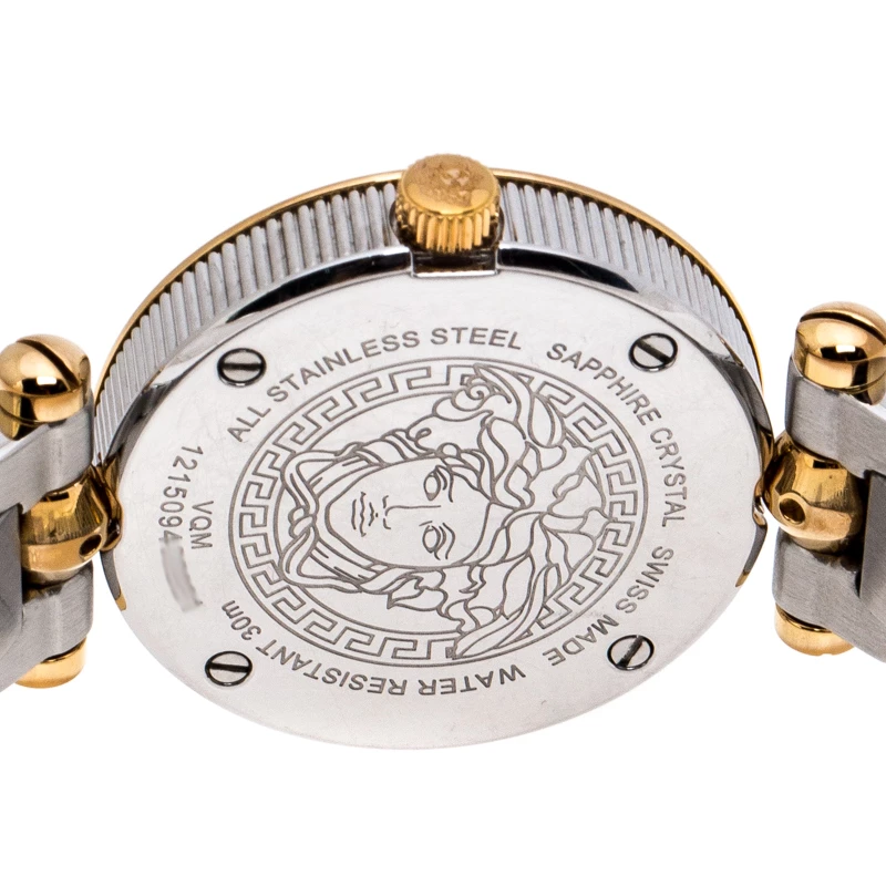 Versace Quilted Silver Two-Tone Stainless Steel Micro Vanitas VQM Women's Wristwatch 30 Mm For Women - Image 4