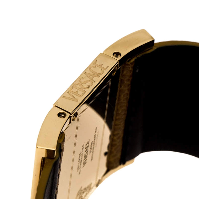 Versace Mother Of Pearl Gold Plated Stainless Steel Leather Beauville VSQ90 Women's Wristwatch 38 Mm For Women - Image 7